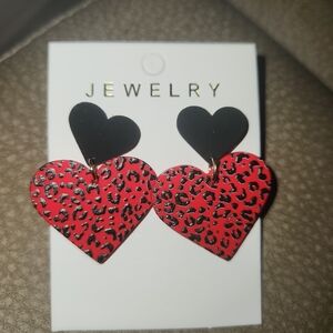 Heart Leopard Print Earrings